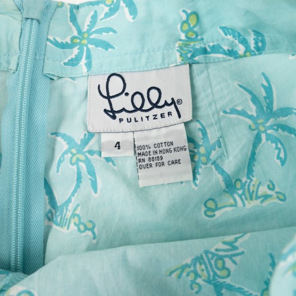 Vintage LILLY PULITZER tropical teal palm tree ultra-lightweight capris size 4 - Picture 2 of 10